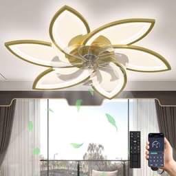 6 Sterren Plafondlamp Met Ventilator - Goud - Met Afstandsbediening - Smart lamp - Dimbaar Met App - 6 Standen Ventilator - Woonkamerlamp - Moderne lamp - Plafoniere — thumbnail 4