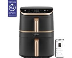 Cosori TurboTower Pro – Dubbele Airfryer XXL – 10.8L – Keramische Coating – 2 Manden Apart Instelbaar – 7 Programma’s