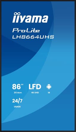 iiyama LH8664UHS-B3AG beeldkrant Digitale signage flatscreen 2,17 m (85.6") Wifi 500 cd/m² 4K Ultra HD Zwart Type processor Android 24/7 — thumbnail 5