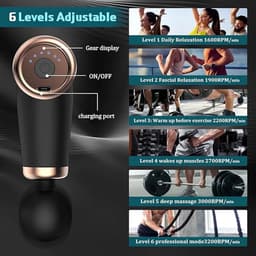 Spiermassagepistool, deep tissue massagepistool, uitgerust met 6 snelheden en 4 verwisselbare massagekoppen, draagbare elektrische massage-apparaat, verlicht snel spierpijn. — thumbnail 5