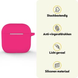 Hoesje Geschikt voor Apple AirPods 4 - Siliconen Hoes met Clip - Silicone Case Cover - Roze — thumbnail 3