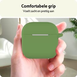Hoesje Geschikt voor Apple AirPods 4 - Siliconen Hoes met Clip - Silicone Case Cover - Donkergroen — thumbnail 4
