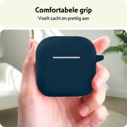 Hoesje Geschikt voor Apple AirPods 4 - Siliconen Hoes met Clip - Silicone Case Cover - Navy — thumbnail 4