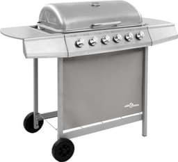 vidaXL Gasbarbecue met 6 branders zilverkleurig — thumbnail 1