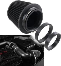 Koude luchtfilter, drie verschillende maten 76 mm/3 inch 89 mm/3,5 "102 mm/4" High Flow Ronde taps toelopende luchtinlaat kegelfilter klem-op luchtfilter compatibel met auto en — thumbnail 1