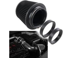 Koude luchtfilter, drie verschillende maten 76 mm/3 inch 89 mm/3,5 "102 mm/4" High Flow Ronde taps toelopende luchtinlaat kegelfilter klem-op luchtfilter compatibel met auto en