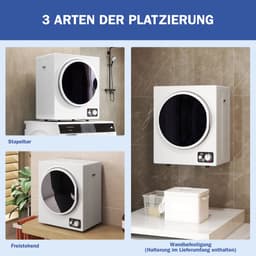 ECTEATOY® Mini Wasdroger 4 kg - Luchtafvoerdroger met 4 Programma's - 2 warmtestanden - 850 W - Sterilisatie tot 65°C - Wit — thumbnail 3
