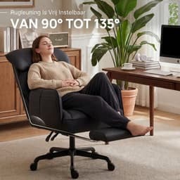 Dowinx Gamingstoel Zwart – Ergonomische Bureaustoel met Massage, Pocketvering en Verstelbare Functies – PU Leer – Grote Game Stoel — thumbnail 5