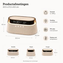Bobypet - 6-in-1 Draadloos Oplaadstation - Digitale Wekker met Temperatuur - Bluetooth Speaker en FM Radio - RGB Sfeerlamp - Cadeau voor Mannen en Vrouwen — thumbnail 2