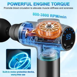 SnelShoppen - BuoAZR Mini-spiermassagepistool, extra stil massagepistool met 99 snelheden, 8 massagekoppen en LCD-display voor ontspanning thuis of on — thumbnail 3