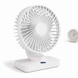 VHV-Bureauventilator met LED-Display - Oplaadbare Ventilator met 5 Snelheden - Oscillerende Tafelventilator - Stille Ventilator voor Thuis en Kantoor - Ijs-wit — thumbnail 1