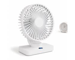 VHV-Bureauventilator met LED-Display - Oplaadbare Ventilator met 5 Snelheden - Oscillerende Tafelventilator - Stille Ventilator voor Thuis en Kantoor - Ijs-wit