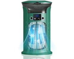 Mobiele Luchtkoeler met Verneveling - 880ml Watertank - 3 Snelheden - 7 Kleuren Nachtlampje - Fluisterstil 20 dB - USB-C Air Cooler - groen