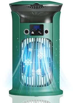 Mobiele Luchtkoeler met Verneveling - 880ml Watertank - 3 Snelheden - 7 Kleuren Nachtlampje - Fluisterstil 20 dB - USB-C Air Cooler - groen — thumbnail 1