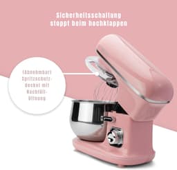 QORA® Mixer met mengkom - Mixer - Mixer met mengkom keukenmachine - Roze - 21cm x 35cm x 32cm — thumbnail 5