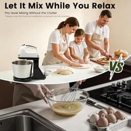 Elektrische Handmixer - Deegmachine Keukenmachine - Bakken en Koken - 7 Snelheden Instelbaar - 1.7L Kom - Zwart — thumbnail 3