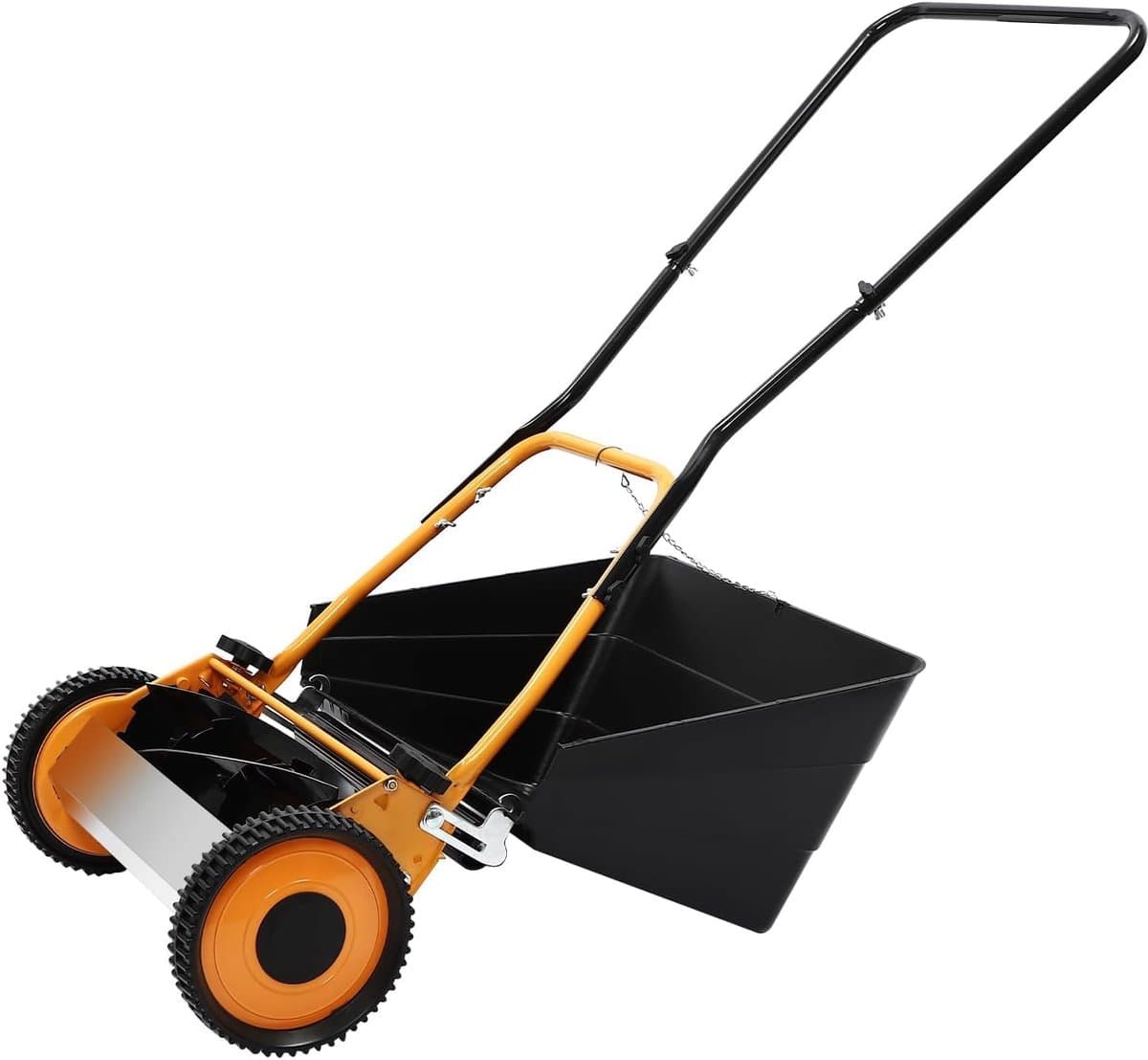 Handgrasmaaier - Loopmaaier Grasvanger - Gras Maaien - Zonder Elektriciteit - 40 cm Snijdbreedte - Oranje Zwart — afbeelding 1