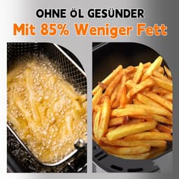 Heteluchtfriteuse - Gezonde friteuse - Snelle maaltijden - Kijkvenster - 9 liter - Zwart — thumbnail 3