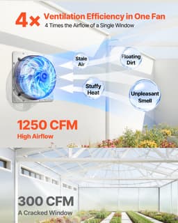 VEVOR 312mm Afzuigventilator met Lamellen, Industriële Wandventilator, 34W, Stalen Behuizing, Wandmontage, 2124m³/h, 1400rpm, Stille Werking, Ventilatie + Koeling voor Garage, Kas, Werkplaats, Stal — thumbnail 4