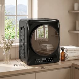 TEKROA® Wasdroger - Compacte wasdroger van 1000 W met afvoer, extra droog- en ECO-standen - timer en temperatuurinstellingen - zwart — thumbnail 4