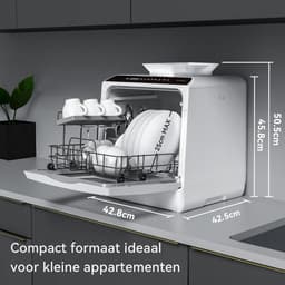Mini Vaatwasser voor 4 Couverts – 5L Watertank – 6 Programma’s – Zonder Vaste Wateraansluiting – Warmeluchtdroging – Wit — thumbnail 4