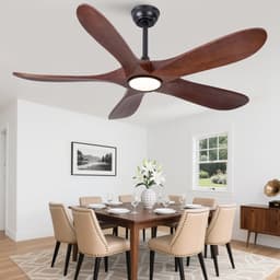 52 inch Plafondventilator - Met verlichting en afstandsbediening - 3 kleurtemperaturen en dimbaar - Zes snelheidsstanden - Stille werking - Vijf massief houten bladen — thumbnail 2