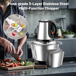 Keuken Chopper - Mini Foodprocessor - Snel Ingrediënten - 3 Snelheden Instelbaar - 14 x 21 x 27 cm - Zilver — thumbnail 3