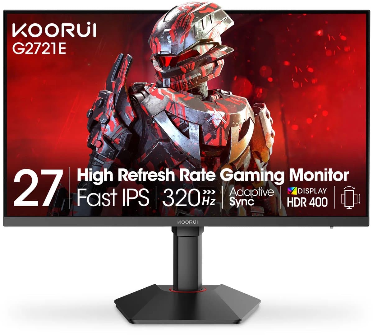 KOORUI G2721E 27 Inch Gaming Monitor - 320Hz Fast IPS PC Monitor - 1ms - HDR400 - 98% DCI-P3 - HDMI 2.1 & DisplayPort 1.4 - Zwart — afbeelding 1