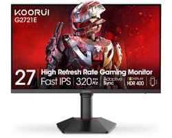 KOORUI G2721E 27 Inch Gaming Monitor - 320Hz Fast IPS PC Monitor - 1ms - HDR400 - 98% DCI-P3 - HDMI 2.1 & DisplayPort 1.4 - Zwart