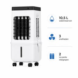 QORA® Airco Zonder Afvoerslang – Luchtkoeler, Ventilator & Luchtbevochtiger – 10,5L – Inclusief Ice Packs – Wit — thumbnail 4
