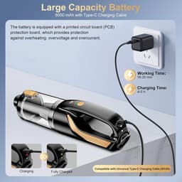 Draagbare Kruimeldief - Auto Stofzuiger - Auto Interieur Reinigen - 4-in-1 Functies - 27000Pa Zuigkracht - Zwart — thumbnail 3