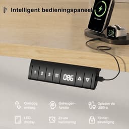 Devoko Elektrisch Zit-Sta Bureau 160x80 cm – 18 mm Dik Tafelblad – 3 Geheugenstanden – USB en Zit-alarm – Kabelmanagement – Wit frame met houtkleurig blad — thumbnail 3