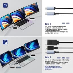 KAD® Portable Monitor - Draagbare Monitor Extender voor USB-C & HDMI - Dual/Triple Screen Extender voor Laptop - Zwart - 35cm x 22cm x 4cm — thumbnail 5