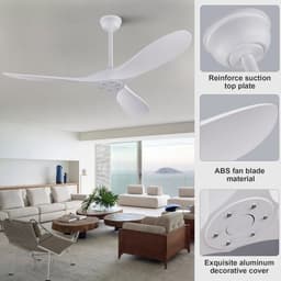 HAUSS SPOLE Ventilator – 132 Cm Zonder Licht Met Afstandsbediening – ABS – Wit – Voor Slaapkamer Woonkamer Terras En Garage – Met Omkeerbare DC Motor — thumbnail 5