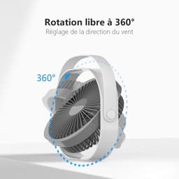 USB-ventilator, 220 mm tafelventilator, oplaadbare stille draagbare ventilator 360 ° verstelbaar 3 modi bureauventilator met handvat voor kantoorslaapkamerreizen — thumbnail 2
