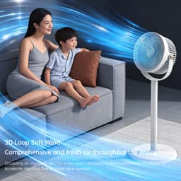 KZQ Statiefventilator - Ventilator Staand - Herlaadbaar - 5 Windsnelheden - 4 Verstelbare Hoogtes - Voor Thuis En Kantoor - Zwart — thumbnail 5