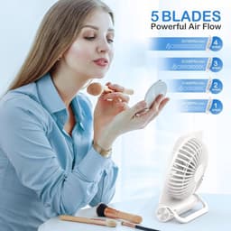 Solvix tafel ventilator geluidloos - Tafelfan - Wit - Oplaadbare 4000 mAh Batterij - Super Stil - Voor Thuis en Kantoor — thumbnail 3