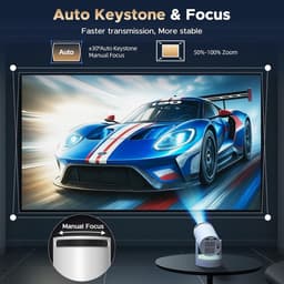 Beamer met Batterij, Draagbare Projector ondersteuning 4K resolutie, 220° Rotatie, WiFi 6 Bluetooth, Android TV, Ingebouwde Speaker, Auto Keystone Beamer voor Buiten Thuisbioscoop Slaapkamer — thumbnail 4