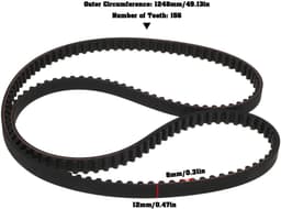 Dailygoods- Gekartelde Riem 1248 mm - Compatibel met Stiga Park 220 95 EL QF - Breedte 12 mm - Tandhoogte 8 mm - Aantal Tanden 156 - Isometrisch Zaagtandpatroon - Grasmaaier Riem — thumbnail 5