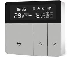 Slimme Thermostaat - Temperatuurregelaar App - Energie Besparen - Wekelijks Programmeerbaar - 16A Elektrische Verwarming - Zilver