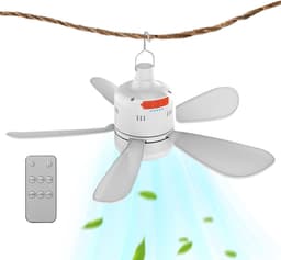 Tent Plafondventilator - Camping Ventilator Buiten - Buiten Koelen - Met Afstandsbediening - 154 Pond - Wit — thumbnail 1