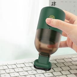 KZQ Draadloze mini bureaustofzuiger met USB opladen - Draagbare kruimelverwijderaar voor bureau en toetsenbord - Transparant ontwerp met draaibare borstel - Groen — thumbnail 4