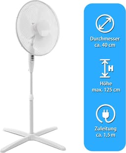 Staande ventilator - Vloerkoeler - Zomerse verkoeling - Verstelbare hoogte - 40 cm - Wit — thumbnail 3