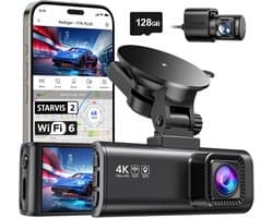 SnelShoppen - 4K Dashcam Autocamera met WiFi en GPS, 3.18" IPS Scherm, 170° Groothoek, Nachtzicht, Loop Recording, G-sensor, Parkeermonitor, 256GB MAX