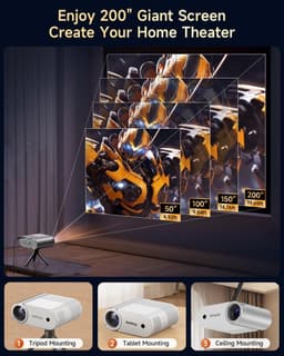 SnelShoppen - Mini-Beamer 4K Projector, Bluetooth & Wi-Fi, 1080p, Draagbare Thuisbioscoop, 400 ANSI, Ideaal voor Feest, Camping, Tuin, iPhone/Android — thumbnail 4