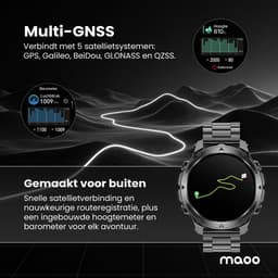 Maoo Titan GPS - GPS Smartwatch Heren - Rugged Sporthorloge - 1,46 inch - 3 Bandjes - Stappenteller - Hartslagmeter - Slaapmonitor - Belfunctie - LED Zaklamp - 100+ Sportmodi - Geschikt voor Android en iOS - Gun Metal — thumbnail 2