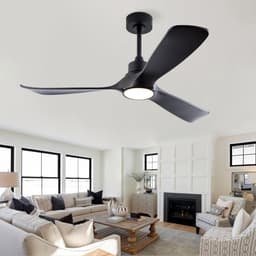 52 inch zwarte plafondventilator met licht en afstandsbediening - omkeerbare DC-motor - 3 instelbare kleurtemperaturen - geschikt voor binnen en buiten - modern design - ideaal voor slaapkamer en woonkamer — thumbnail 1
