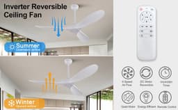 Modenuit Plafondventilator – 132 cm – Zonder Verlichting – ABS – Wit – Met Afstandsbediening en Timer — thumbnail 4