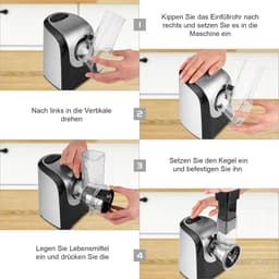 Elektrische Groentesnijder - Keukenrasp Hakmolen - Snel Groenten Snijden - Vijf Kegelmessen - 150 Watt - Zilver Zwart — thumbnail 2