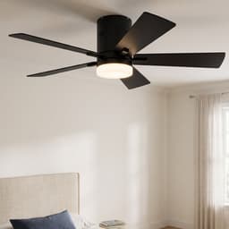 Plafondventilator met lamp - Diameter 106.6 cm - 6 snelheden & 3 kleuren - omkeerbare motor en stil - modern - Zwart — thumbnail 1